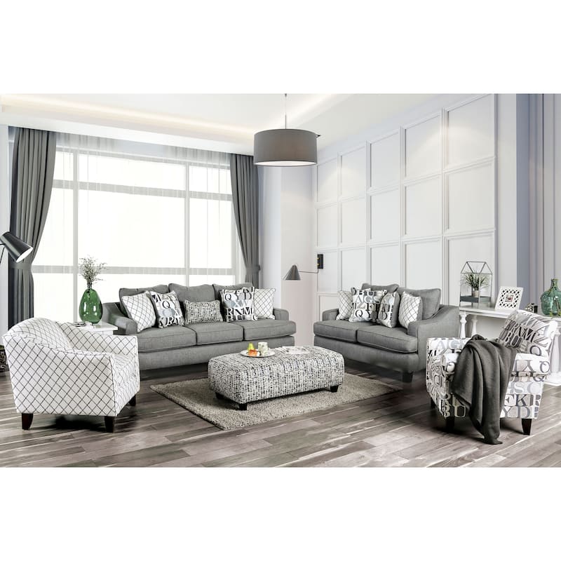 Qvareli Transitional Grey Fabric 2-Piece Living Room Set by Furniture of America