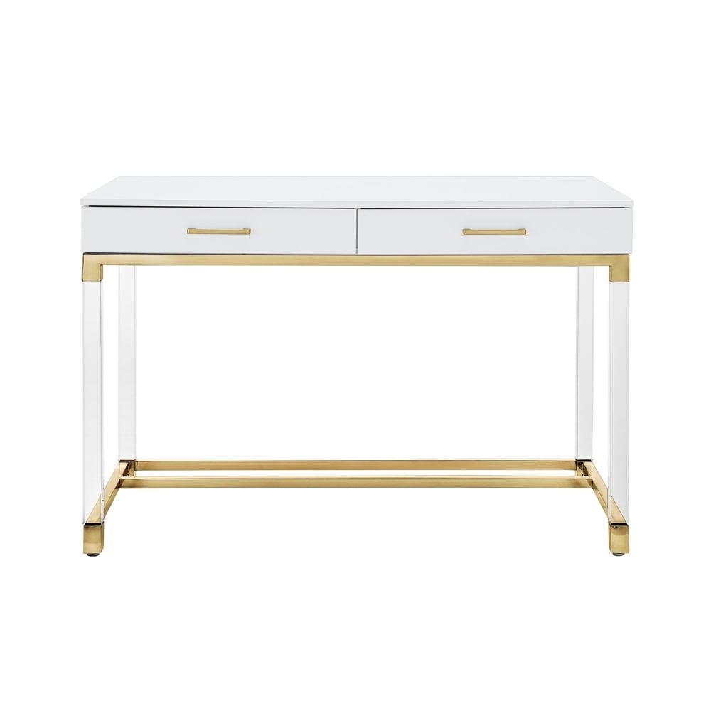 white desk with clear legs