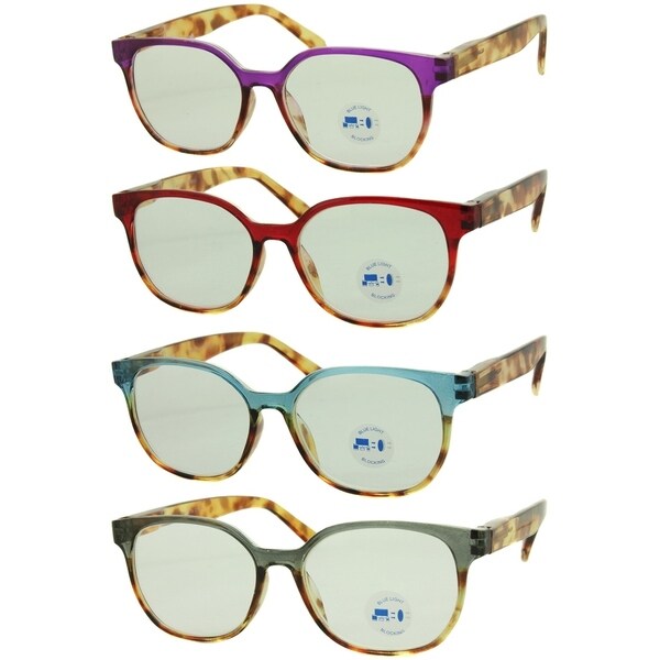 Modern Blue Light Blocking Round Reading Glasses 4 Pair Pack. Opens flyout.