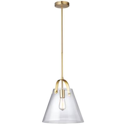 1 Light Incandescent Pendant, Aged Brass