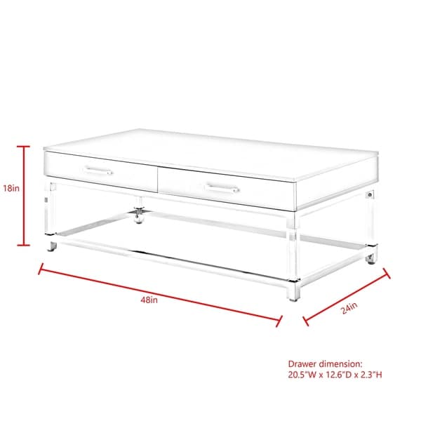 Alvaro High Gloss Coffee Table with Acrylic Legs and Metal Base