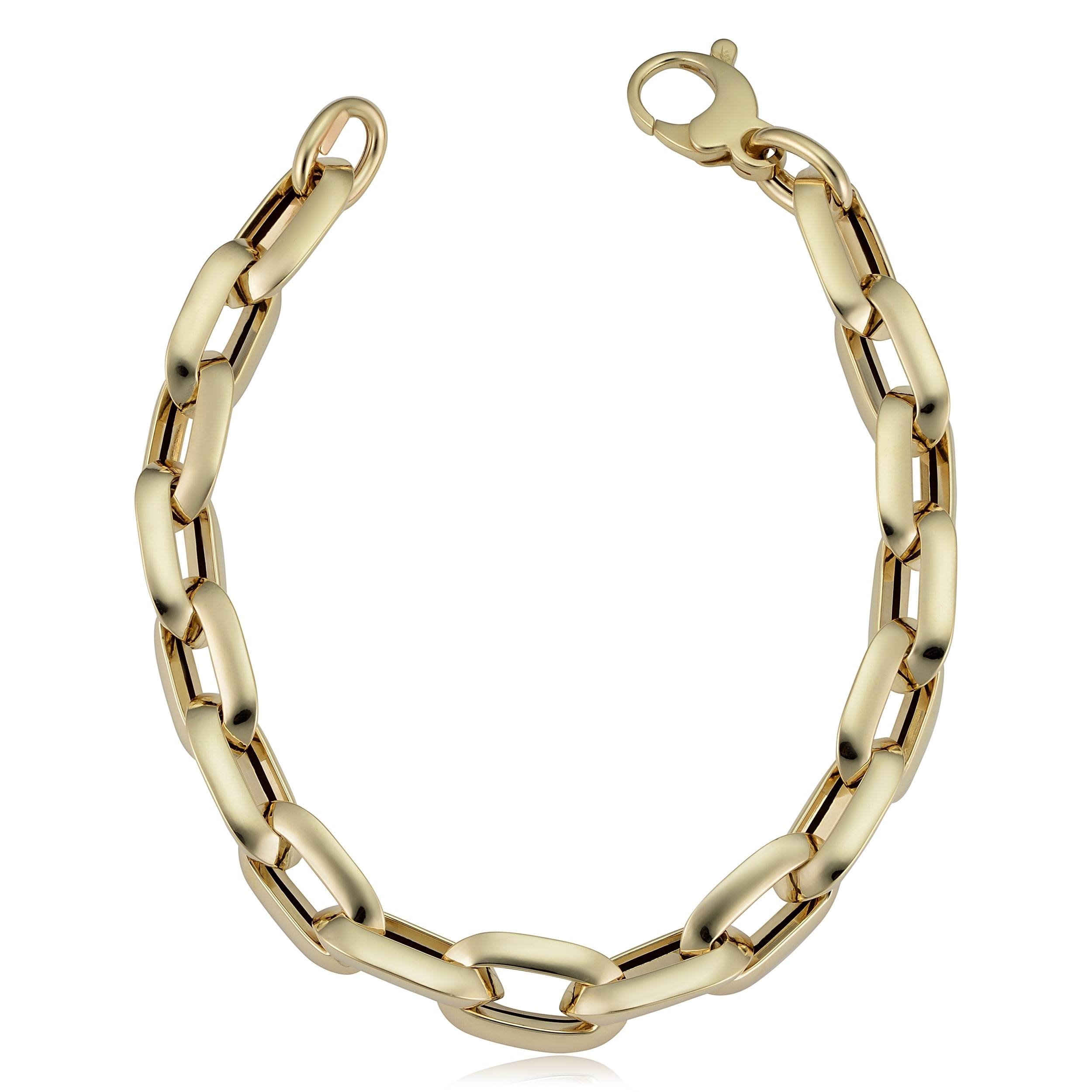 Au Naturale Men's 14k Yellow Gold 10 millimeter Oval Rolo Link Bracelet (8.5 inches)