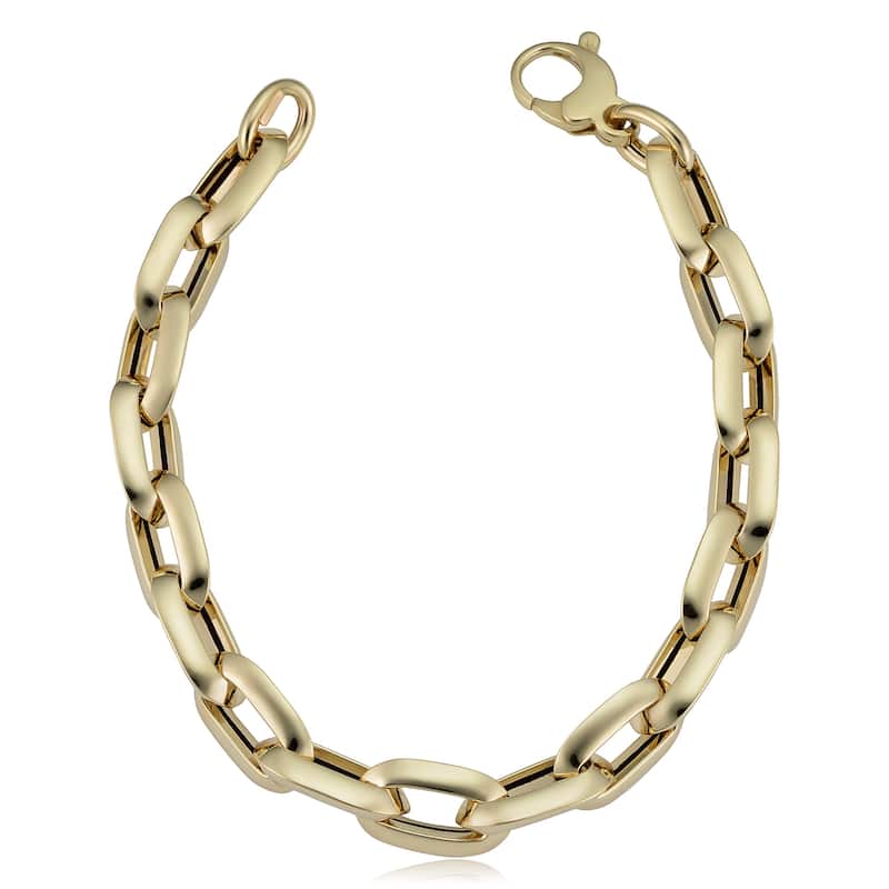 Men's 14k Yellow Gold 10 millimeter Oval Rolo Link Bracelet (8.5 inches)