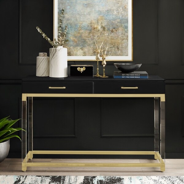 black high gloss console table