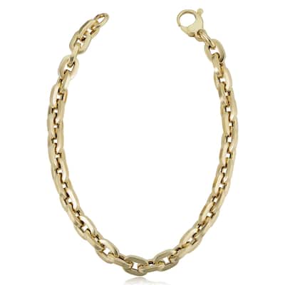 14k Yellow Gold 6 millimeter Polished Square Link Bracelet (8 inches)