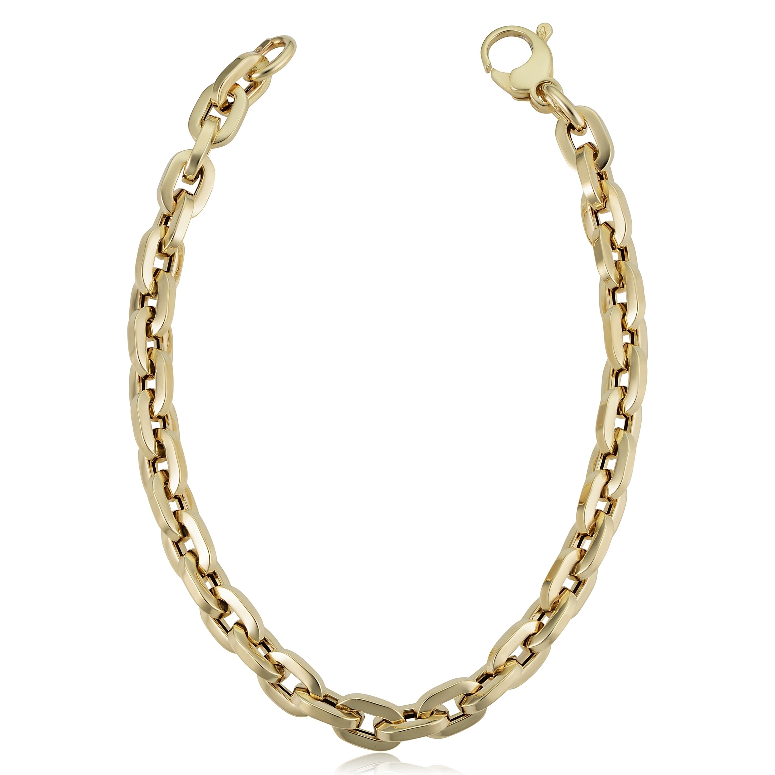 Au Naturale 14k Yellow Gold 6 millimeter Polished Square Link Bracelet (8 inches)