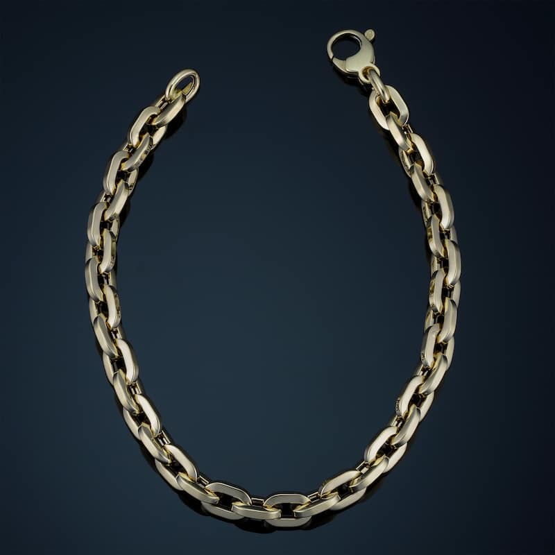 14k Yellow Gold 6 millimeter Polished Square Link Bracelet (8 inches)
