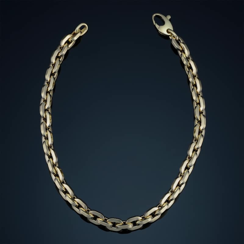14k Yellow Gold 5 millimeter Polished Square Link Bracelet (8 inches)