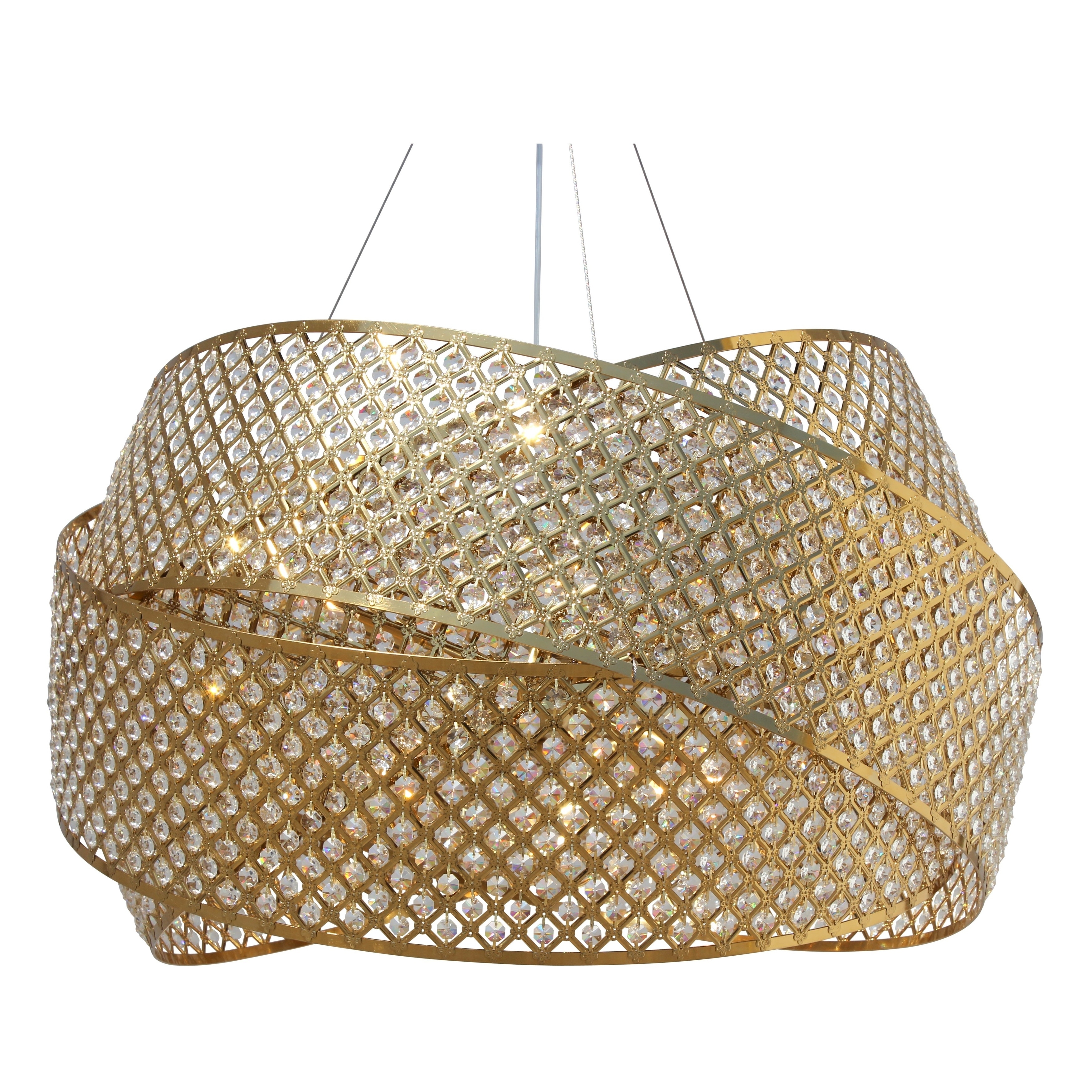 Miami Beach 3-Ring Crystal Chandelier, Brass, Small - N/A - Chandeliers For Bedrooms by Overstock.com