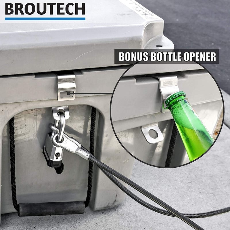 Cooler Lock Bracket Built-in Bottle Opener in Stainless Steel - N/A