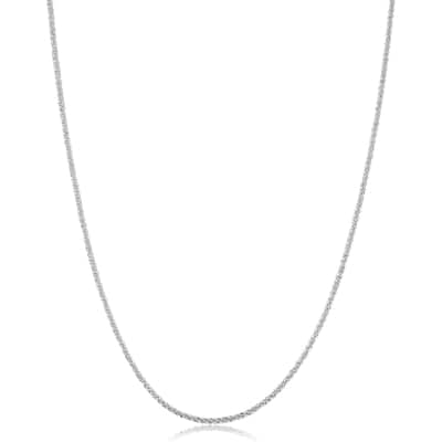 Rhodium Plated Sterling Silver Sparkle Chain Necklace (adjusts up to 20 inch)
