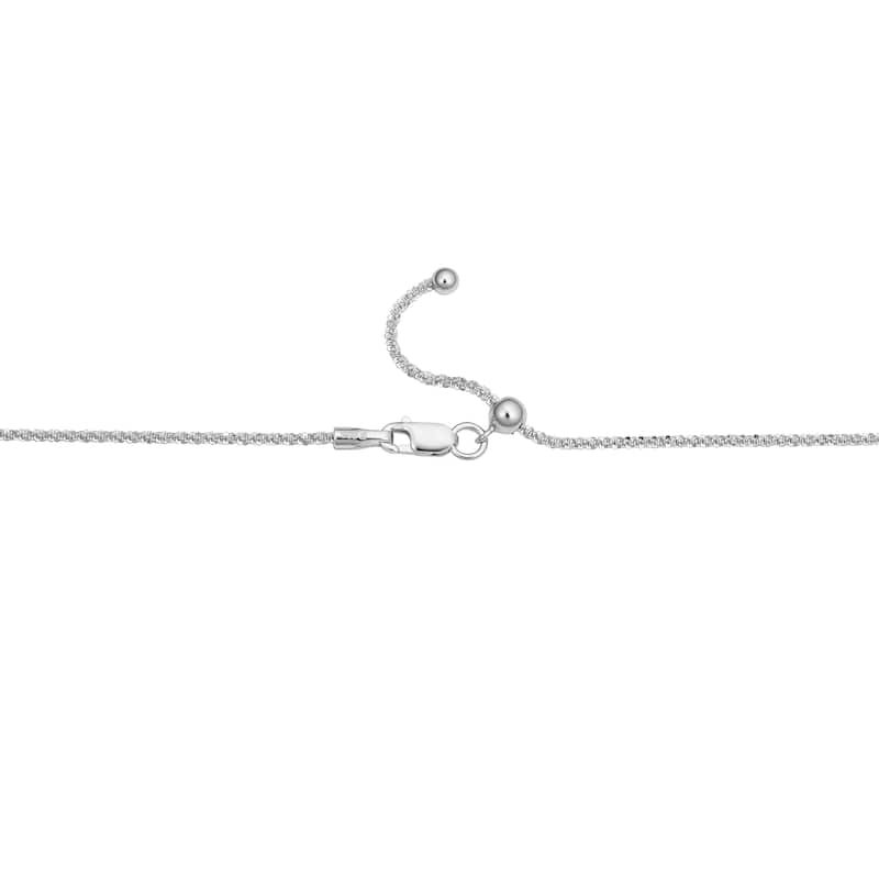 Rhodium Plated Sterling Silver Sparkle Chain Necklace (adjusts up to 20 inch)