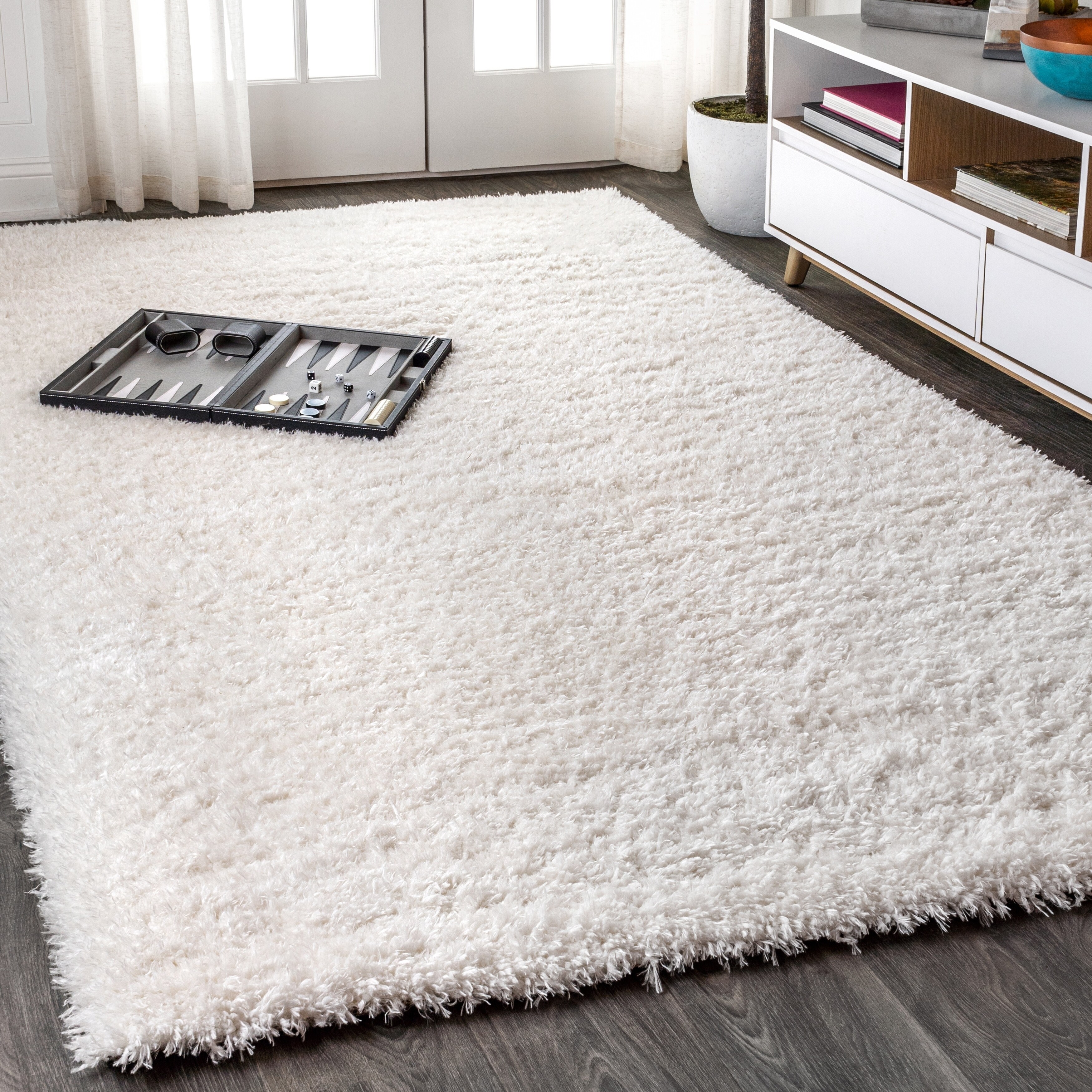 Jonathan Y Aydin Solid Plush Ivory Area Rug Plush Ivory Area Rug