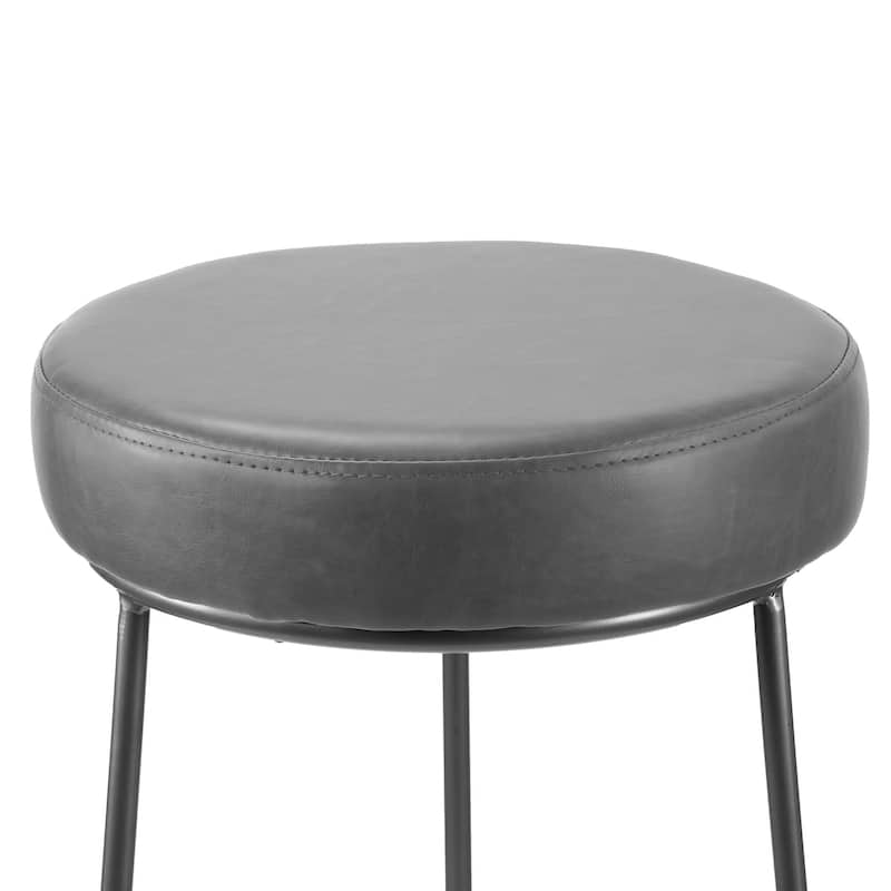Set of 2 Amie Grey Backless Bar Stool with Gunmetal Grey Frame
