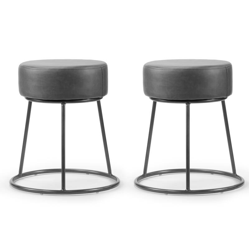 Set of 2 Amie Grey Backless Dining Chair with Gunmetal Grey Frame