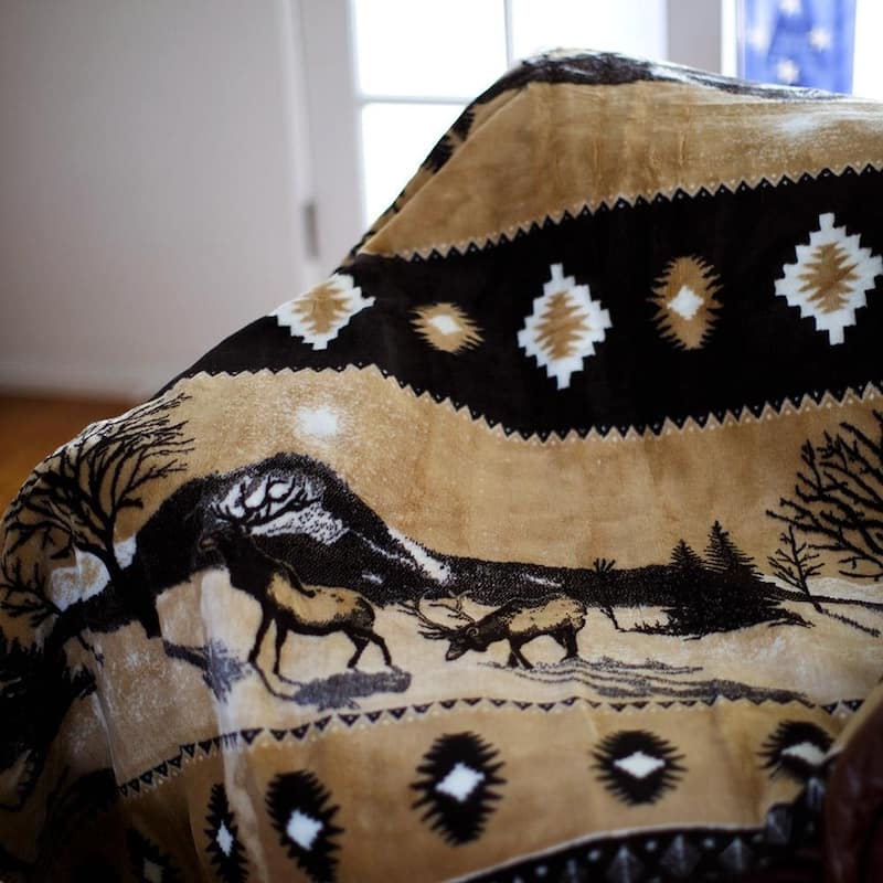 Denali Elk/Chocolate Microplush Blanket
