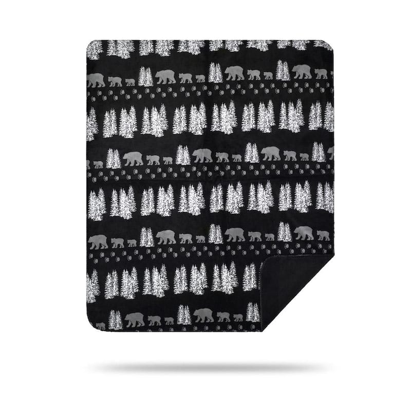 Denali Black Denali Bear/Black Microplush Blanket