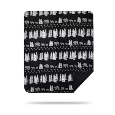 Denali Black Denali Bear/Black Microplush Blanket