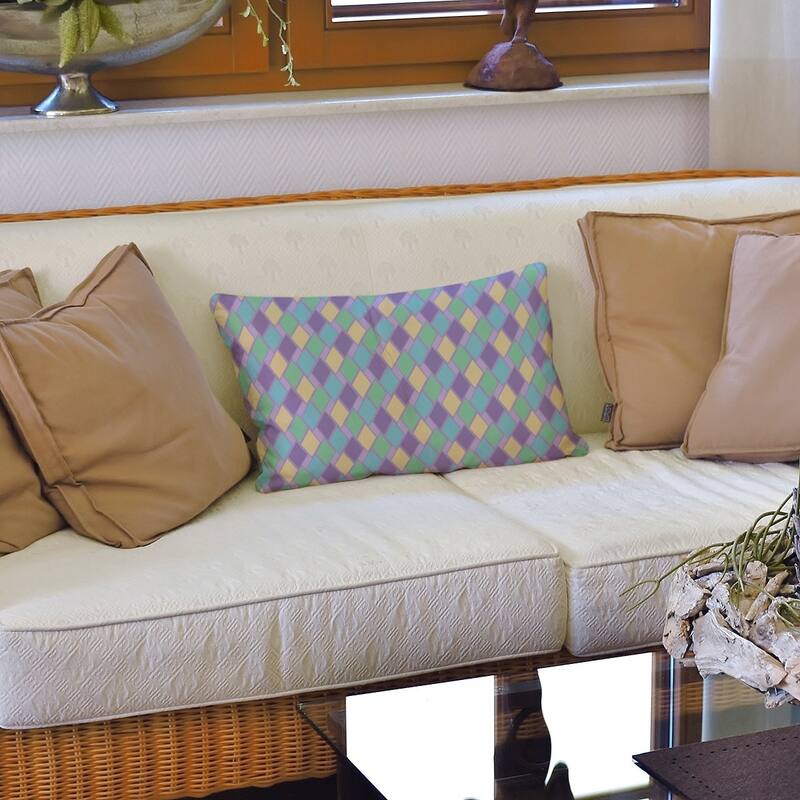 Retro Diamonds Lumbar Pillow - Purple Pastel - Synthetic Fiber