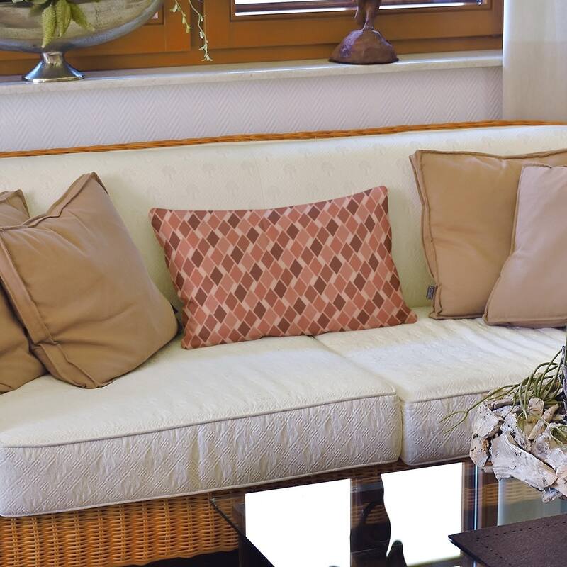 Retro Diamonds Lumbar Pillow - Red - Linen