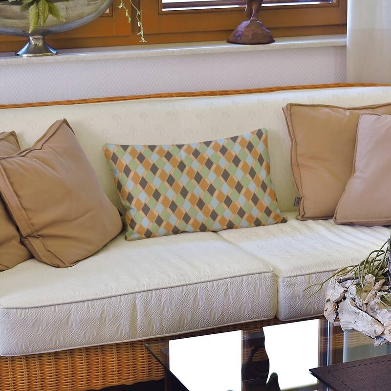 Retro Diamonds Lumbar Pillow - Orange Multicolor - Polyester