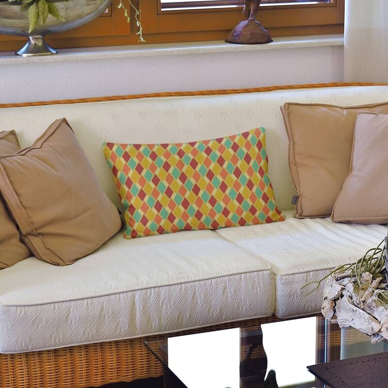 Retro Diamonds Lumbar Pillow - Yellow & Orange - Cotton