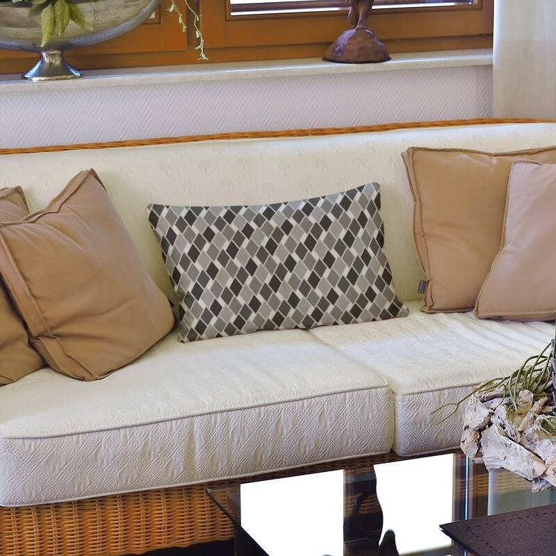 Retro Diamonds Lumbar Pillow - Black - Polyester