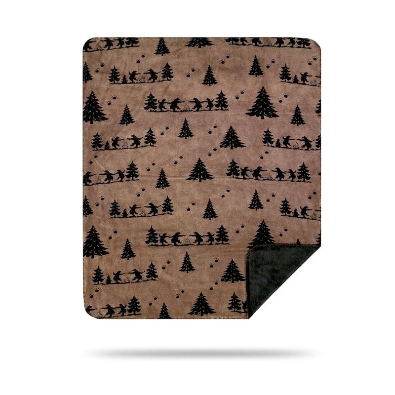 Denali Bear Boogie/Black Microplush Blanket