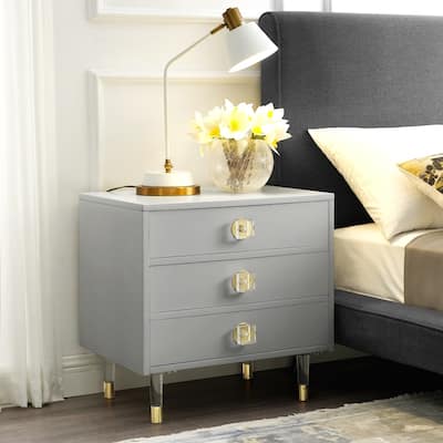 Nicole Miller Jesse Side Table Nightstand High Gloss Acrylic Leg