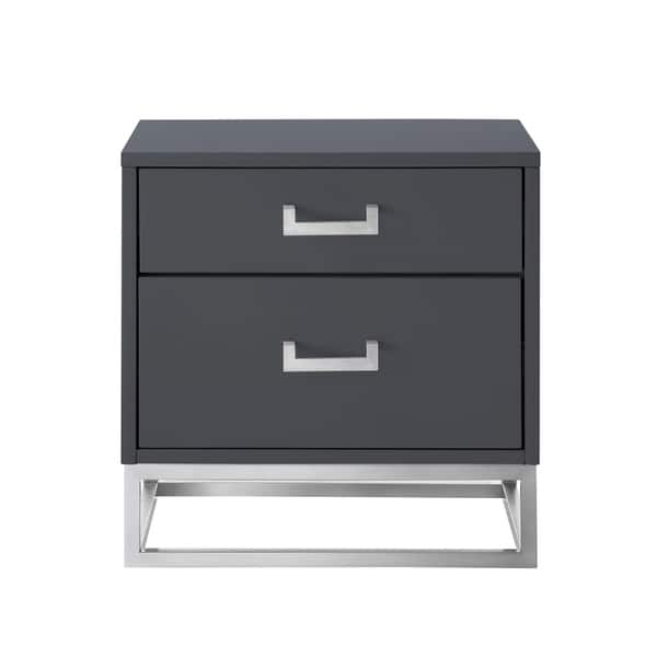 Shop Black Friday Deals On Nicole Miller Jin Side Table Nightstand High Gloss With Metal Base Overstock 28416427