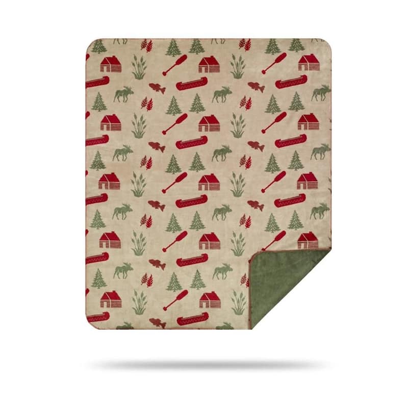 Denali Moose Camp/Sage Microplush Blanket