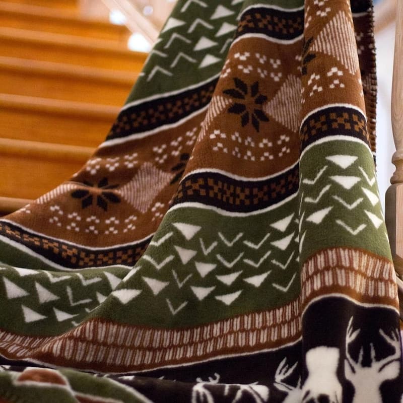 Denali Nordic Deer/Chocolate Microplush Blanket