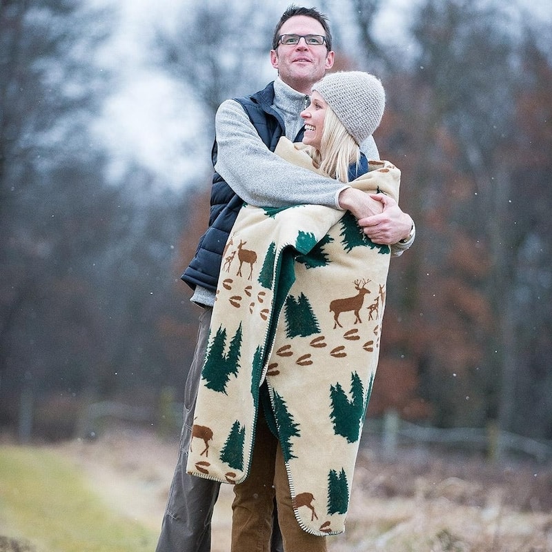 Denali Deer/Spruce Microplush Blanket