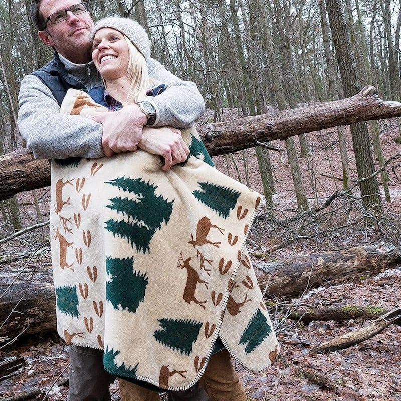 Denali Deer/Spruce Microplush Blanket