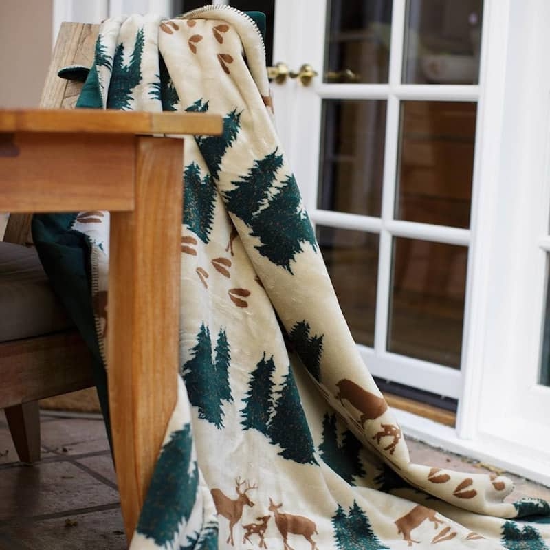 Denali Deer/Spruce Microplush Blanket