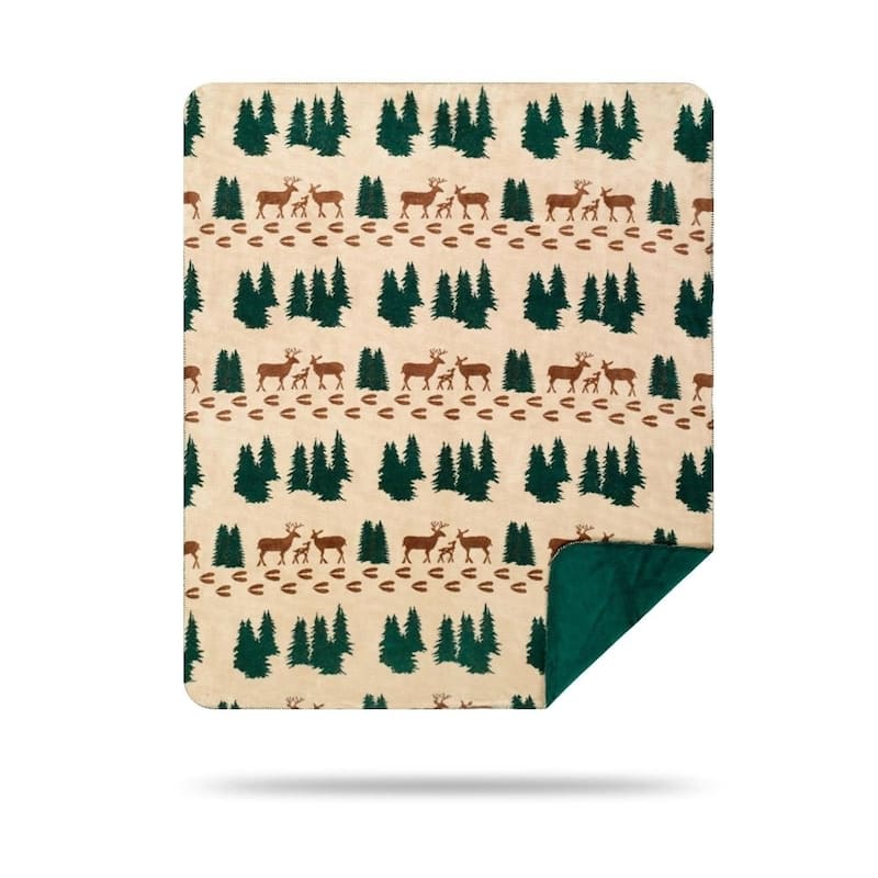 Denali Deer/Spruce Microplush Blanket
