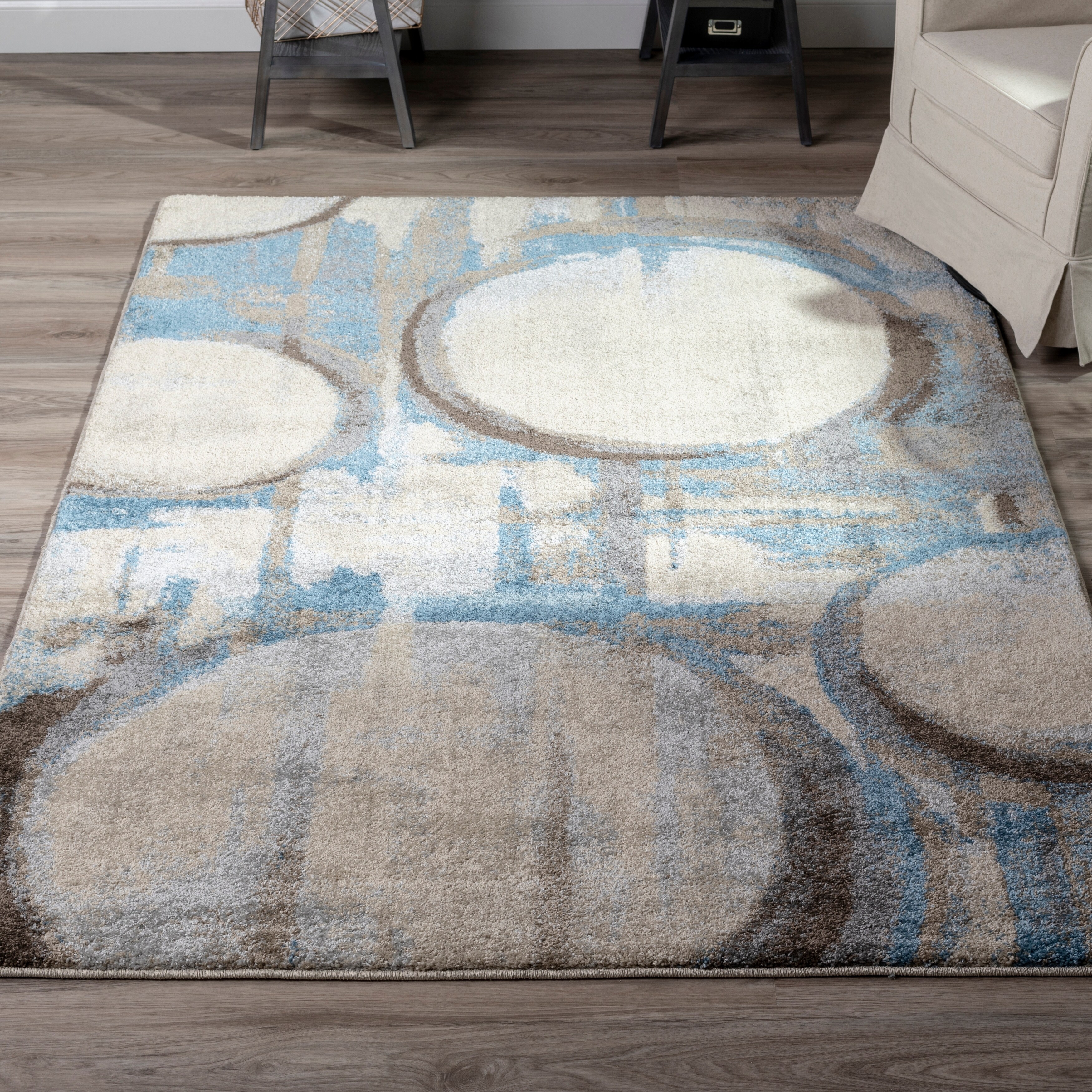 Addison Plano Dynamic Circles Blue Area Rug On Addison Plano Dynamic Circles Blue