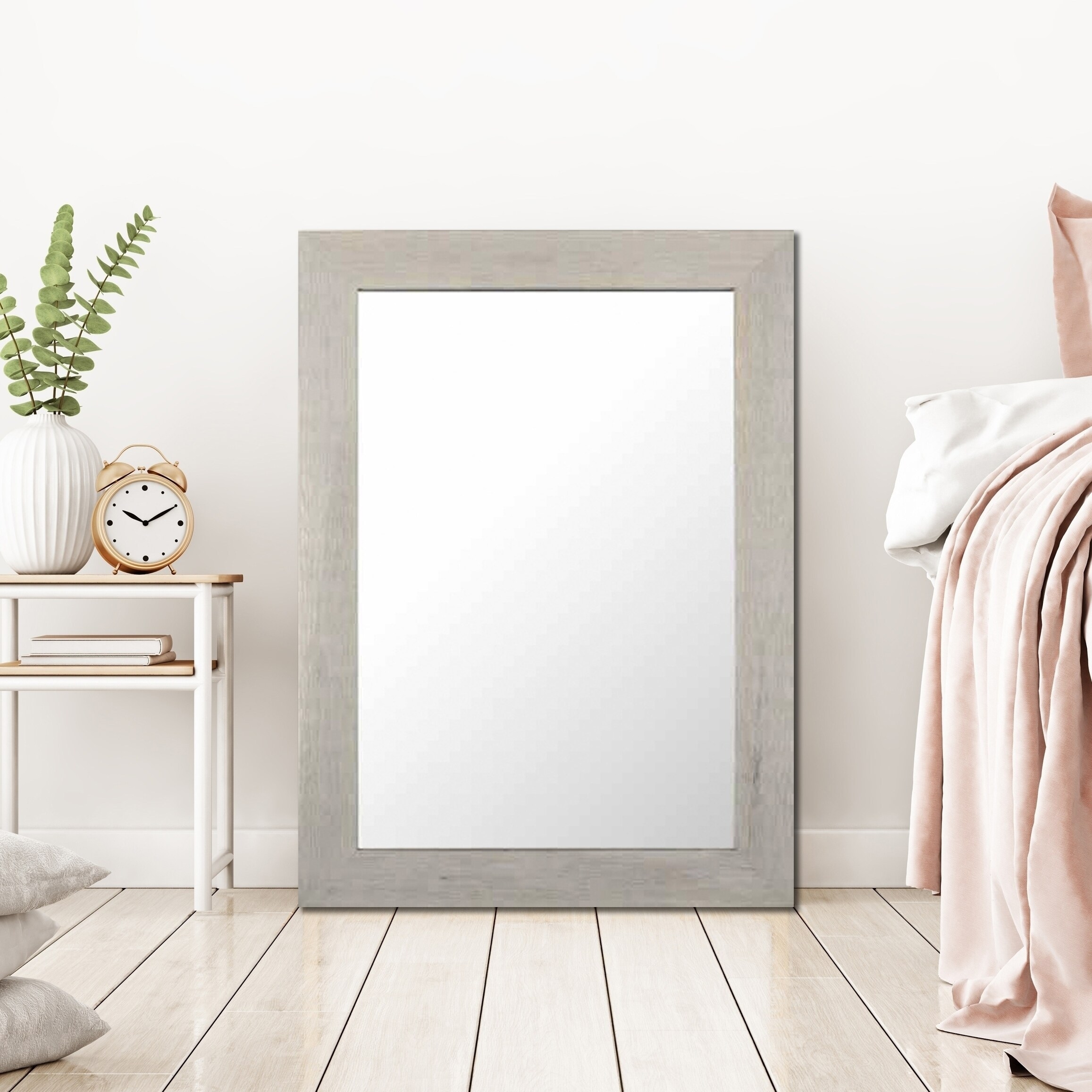 white framed mirror