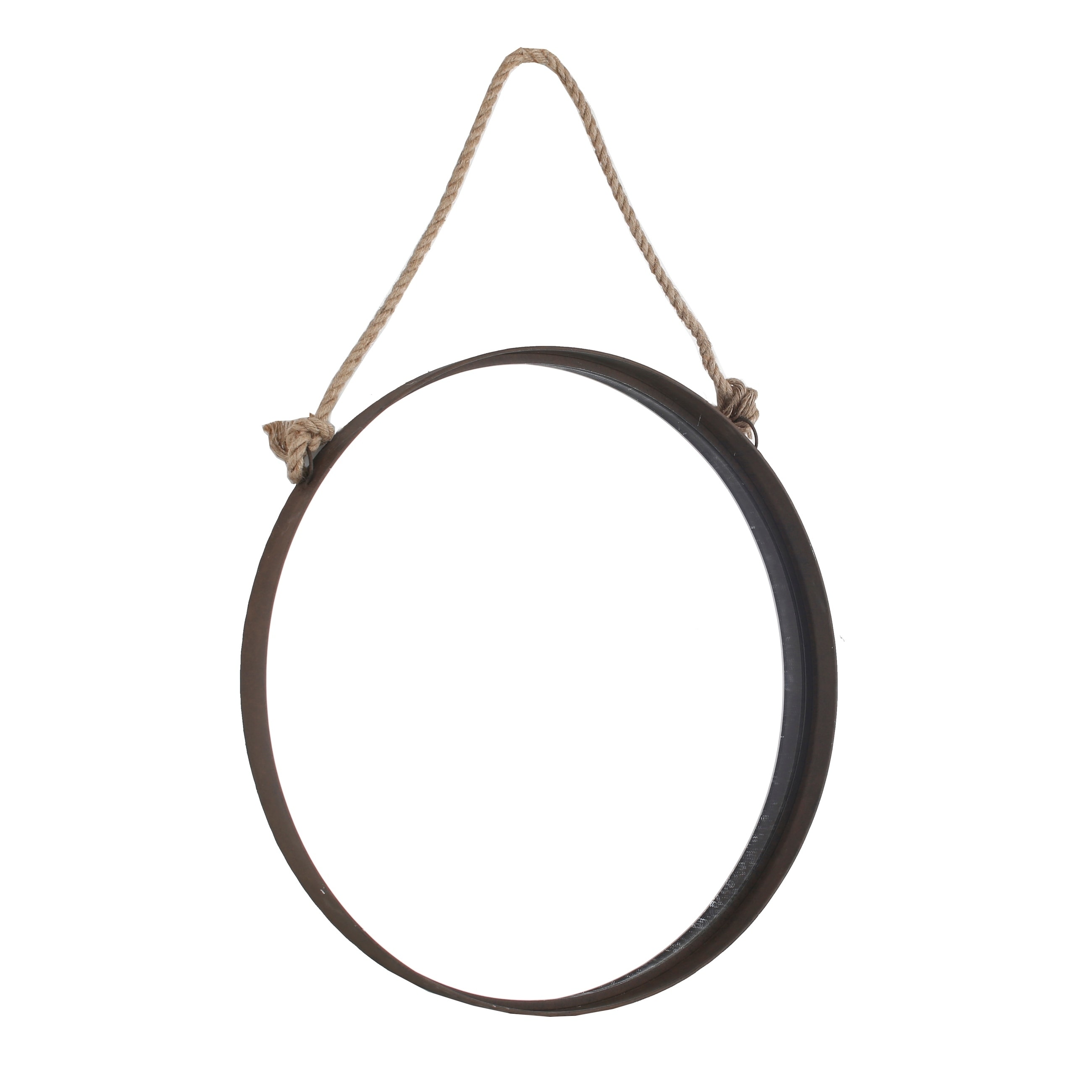 Shop Framed Decorative 24 D Round Rope Hanging Mirror Brown Round