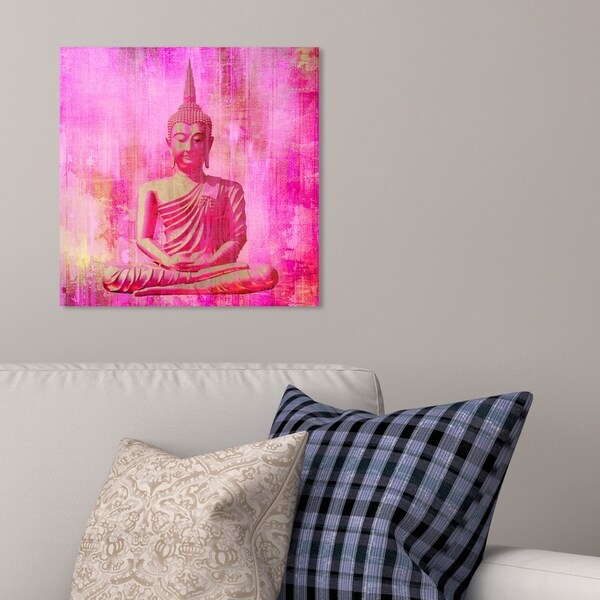 Pink Buddha Statue Framed Wall Art Print 12x16 dans 