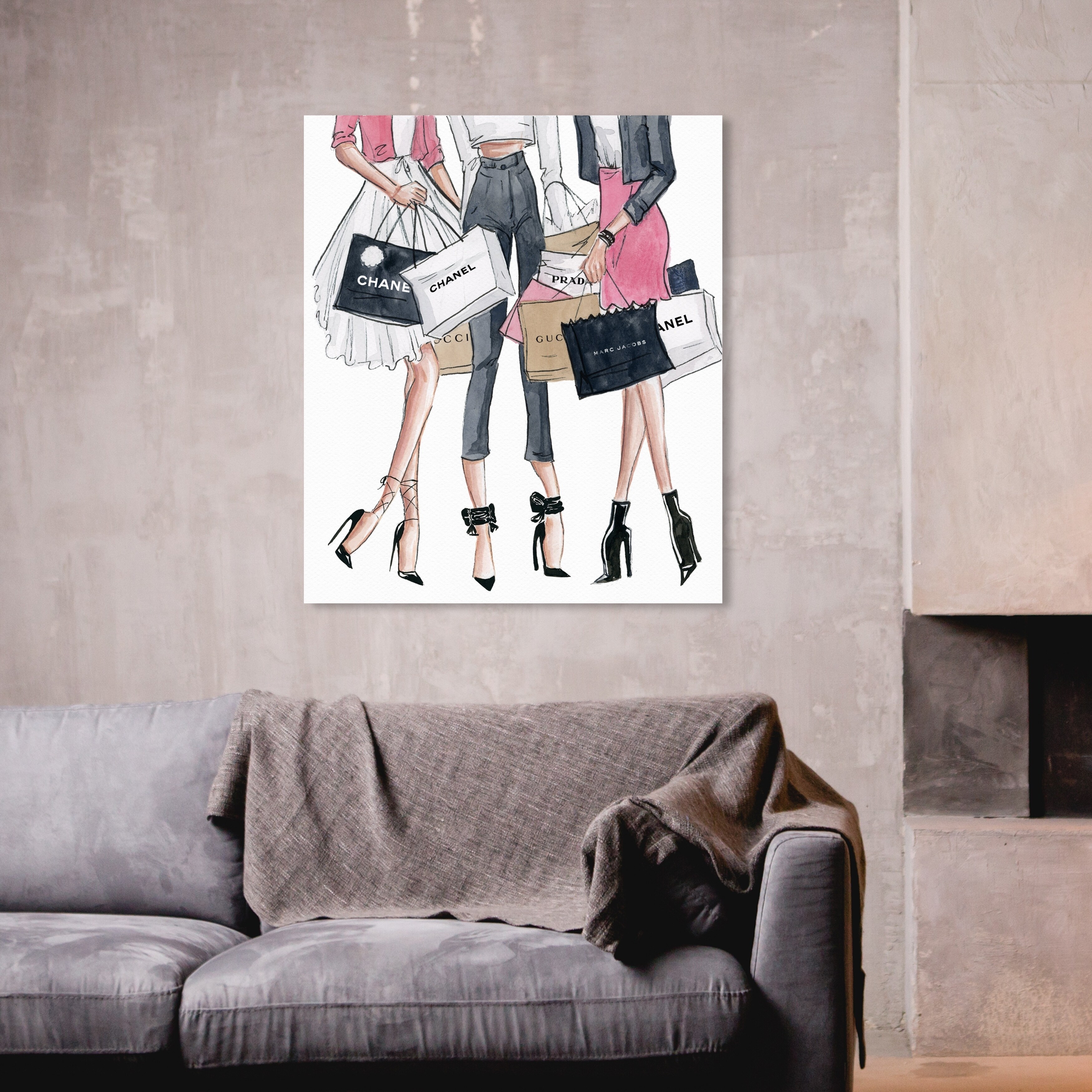 Oliver Gal 'Shopping Date' Fashion and Glam Wall Art Canvas Print - Pink,  Black