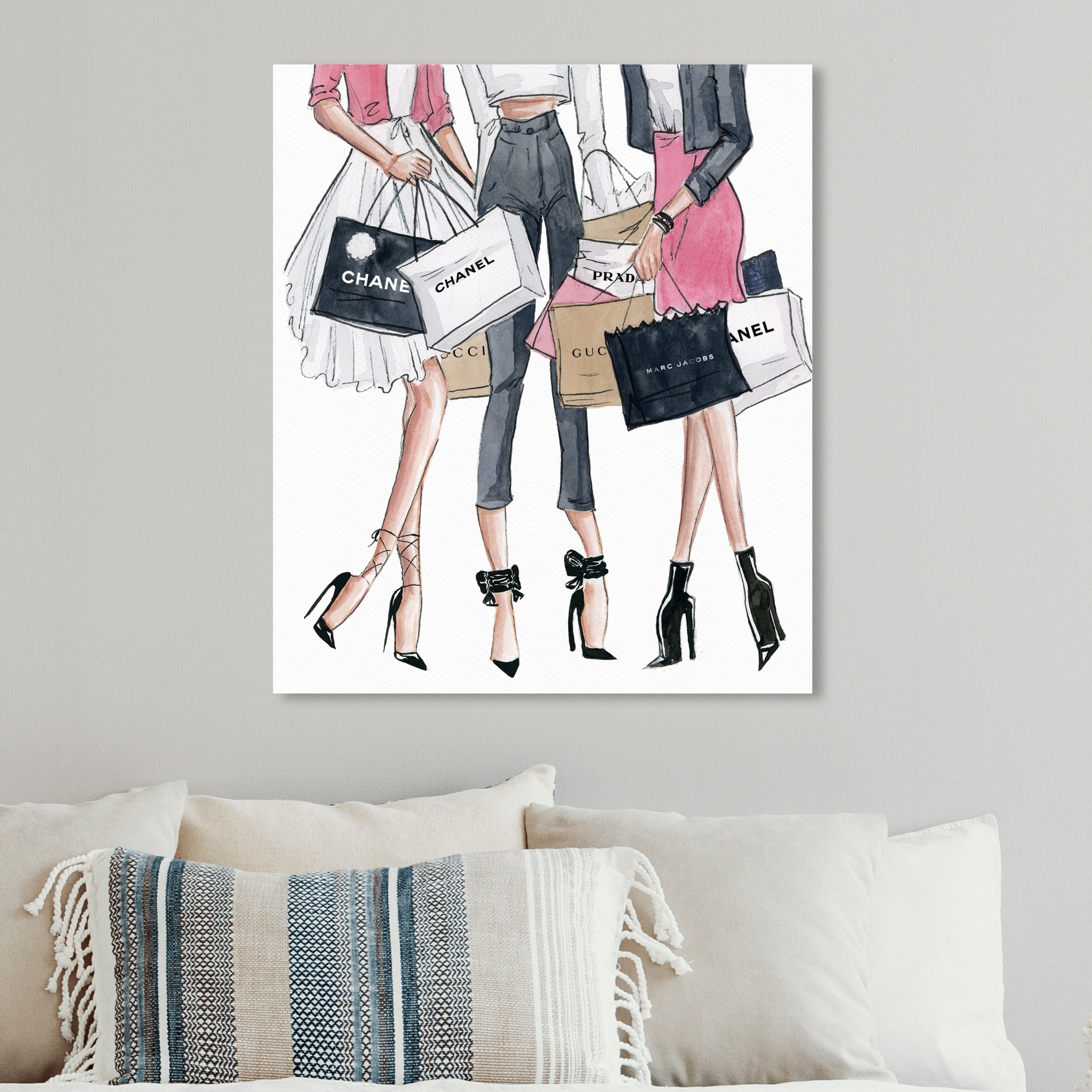 Oliver Gal 'Her Essentials Glitter' Fashion and Glam Wall Art Framed Canvas  Print Perfumes - Gray, Black - Bed Bath & Beyond - 32481059