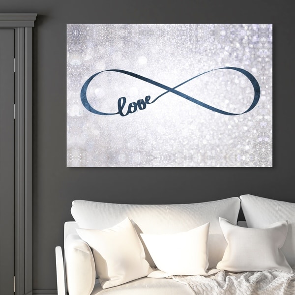 Oliver Gal 'Sparkle Love Snow' Typography and Quotes Wall Art Canvas Print - Gray, Blue. Opens flyout.