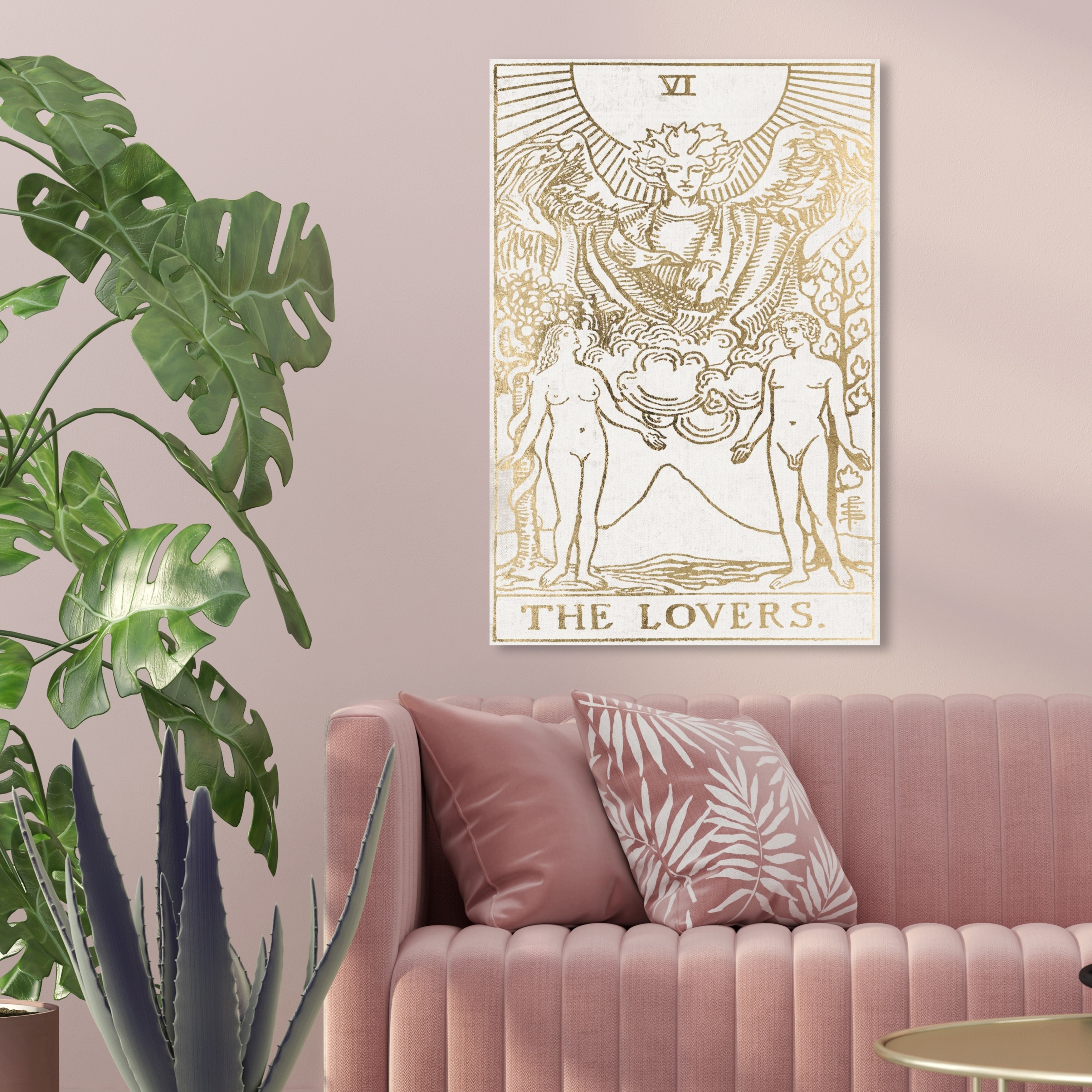 Shop Oliver Gal The Lovers Tarot Luxe Spiritual And Religious Wall Art Canvas Print Gold White On Sale Overstock 28416923