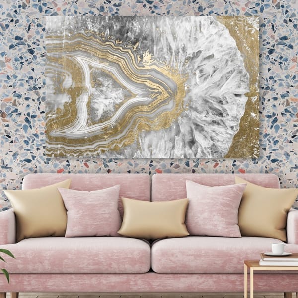 Shop Oliver Gal Agate Geode Crystal Abstract Wall Art Canvas Print Gold White Overstock 28416929