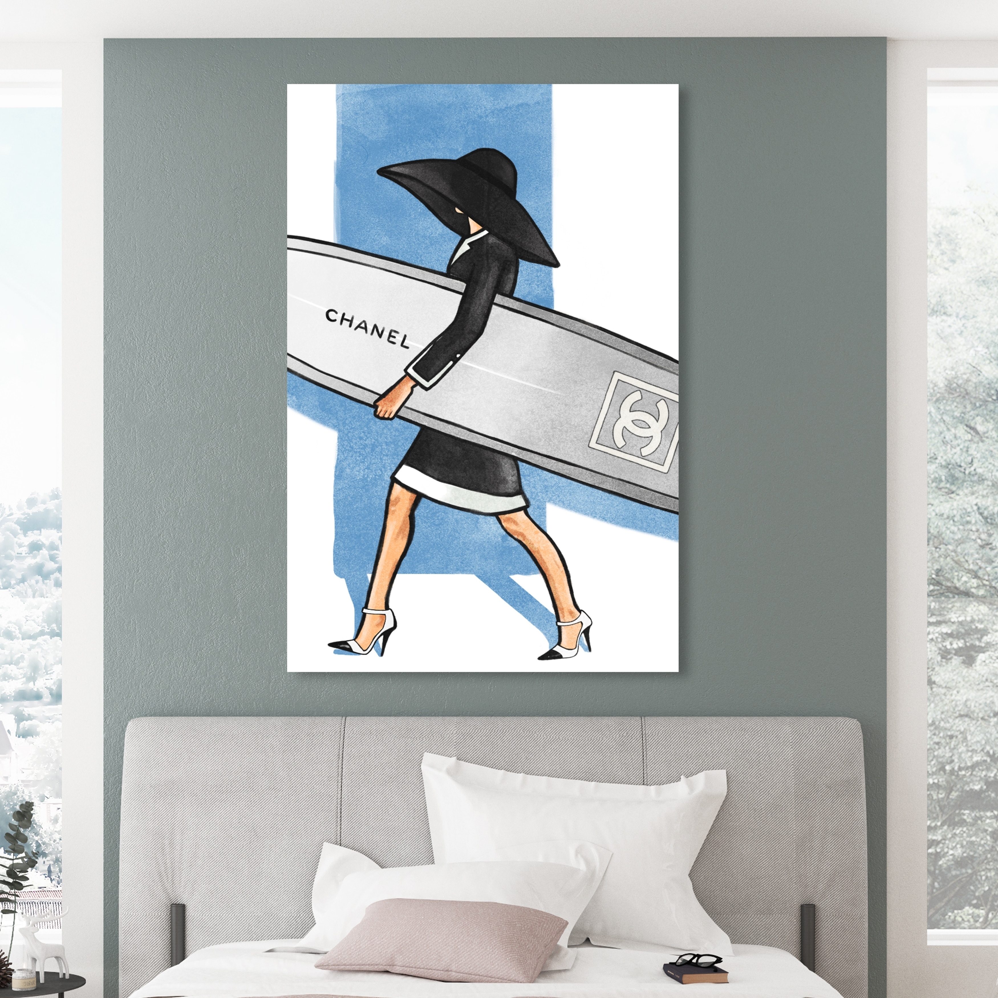 Hawaiian Art Panel Art Poster Decor Surfboard Chanel Homage Art Graphic Art  Canvas Art 1103 (XL(60x60cm))) : Home & Kitchen 