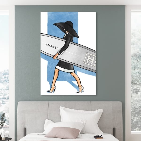 Oliver Gal 'Surfer Girl Tall' Fashion and Glam Wall Art Canvas Print -  Black, White - On Sale - Bed Bath & Beyond - 28416967