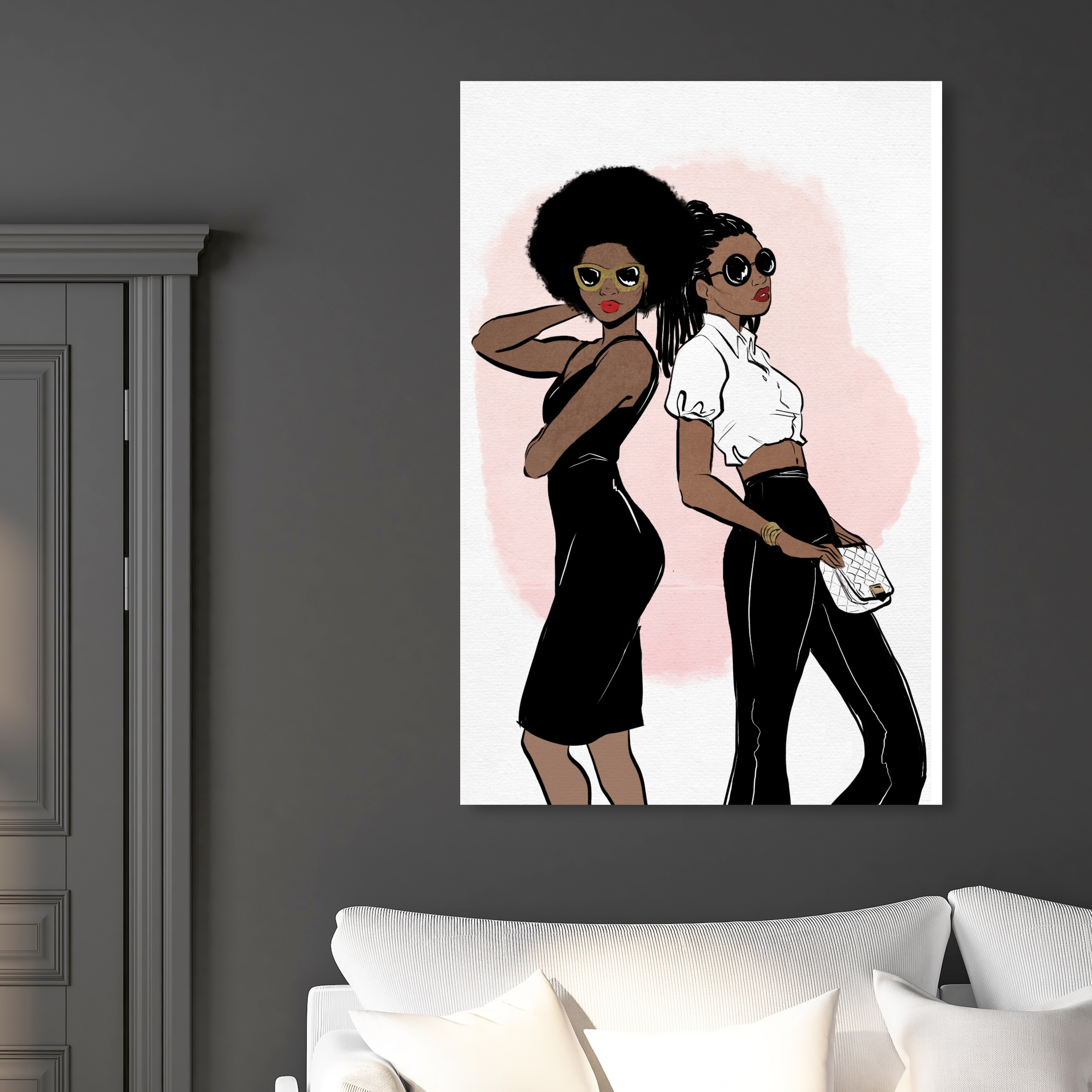 Oliver Gal 'Glamorous Best Friends' Fashion and Glam Wall Art Canvas Print  - Pink, Black - Bed Bath & Beyond - 28416991