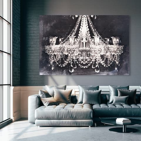Oliver Gal 'Dramatic Entrance Night' Fashion and Glam Chandeliers Wall Art Canvas Print - White, Black