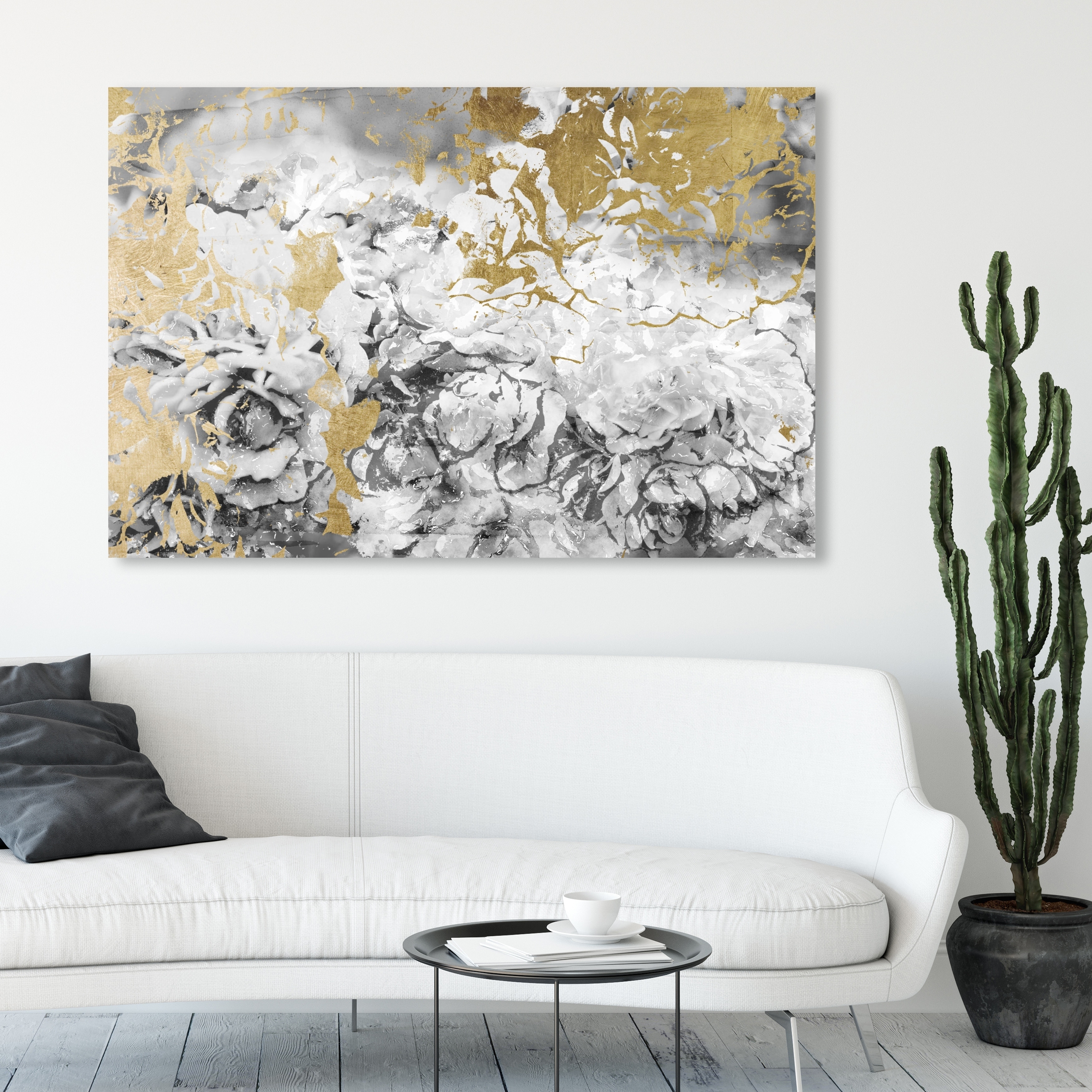 Oliver Gal 'Gold Leaves' Floral and Botanical Wall Art Canvas Print - Gold,  Black - Bed Bath & Beyond - 28526140